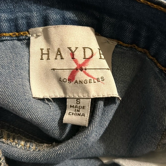 Hayden denim ruffle hem snap front skirt size small mermaid blue - Picture 2 of 9